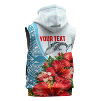 Personalized American Samoa Masefau Sleeveless Hoodie Hibiscus Tropical Floral Whale Polynesian Tribal Pattern TS04 - Polynesian Pride