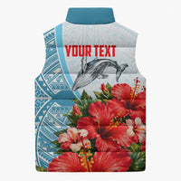 Personalized American Samoa Masefau Sleeveless Puffer Jacket Hibiscus Tropical Floral Whale Polynesian Tribal Pattern TS04 - Polynesian Pride