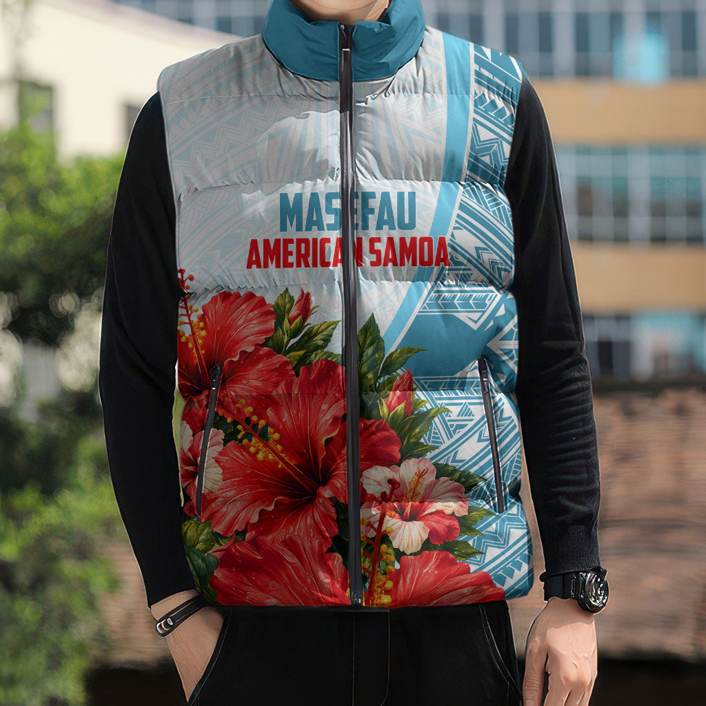 Personalized American Samoa Masefau Sleeveless Puffer Jacket Hibiscus Tropical Floral Whale Polynesian Tribal Pattern TS04 - Polynesian Pride