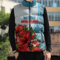 Personalized American Samoa Masefau Sleeveless Puffer Jacket Hibiscus Tropical Floral Whale Polynesian Tribal Pattern TS04 - Polynesian Pride