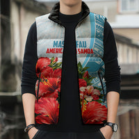 Personalized American Samoa Masefau Sleeveless Puffer Jacket Hibiscus Tropical Floral Whale Polynesian Tribal Pattern TS04 - Polynesian Pride