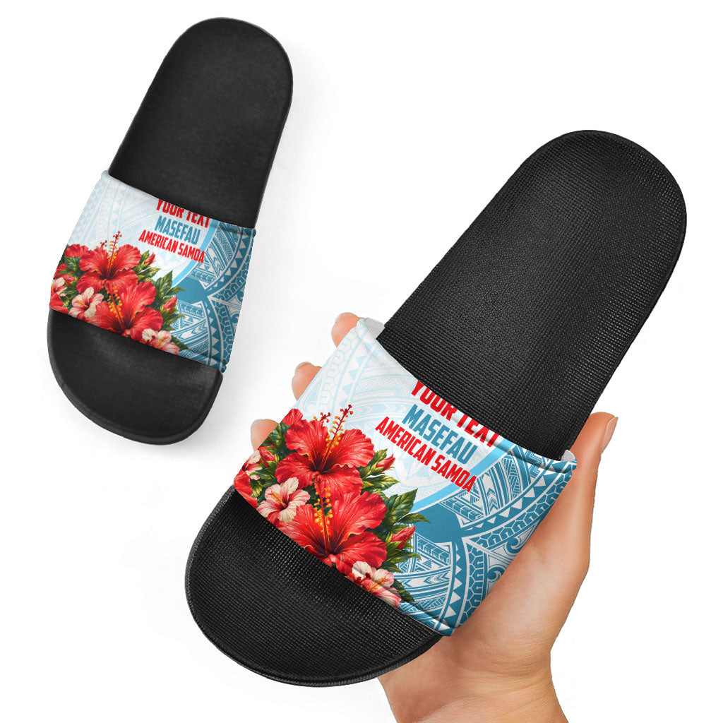 Personalized American Samoa Masefau Slide Sandals Hibiscus Tropical Floral Whale Polynesian Tribal Pattern TS04 - Polynesian Pride