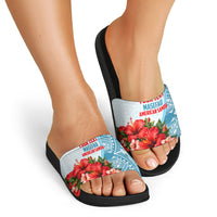 Personalized American Samoa Masefau Slide Sandals Hibiscus Tropical Floral Whale Polynesian Tribal Pattern TS04 - Polynesian Pride