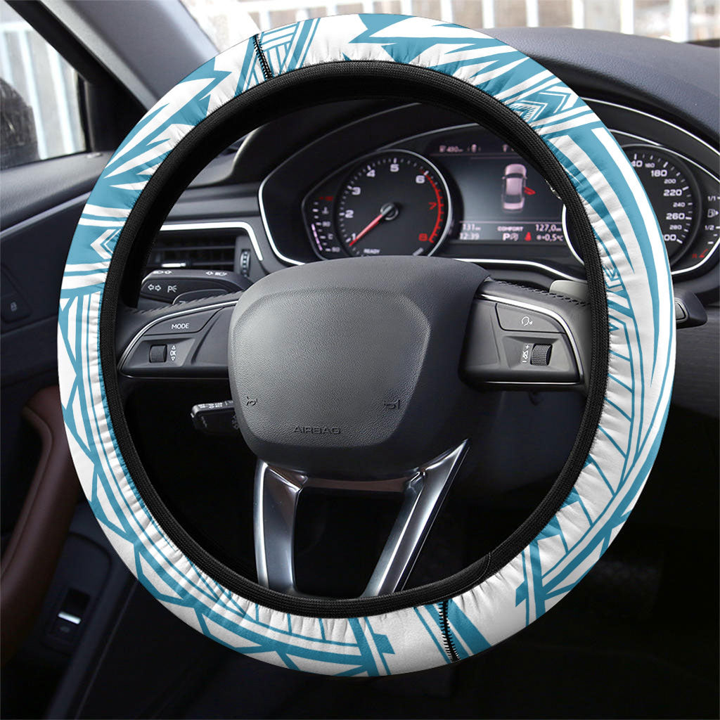 American Samoa Masefau Steering Wheel Cover Hibiscus Tropical Floral Whale Polynesian Tribal Pattern TS04 - Polynesian Pride