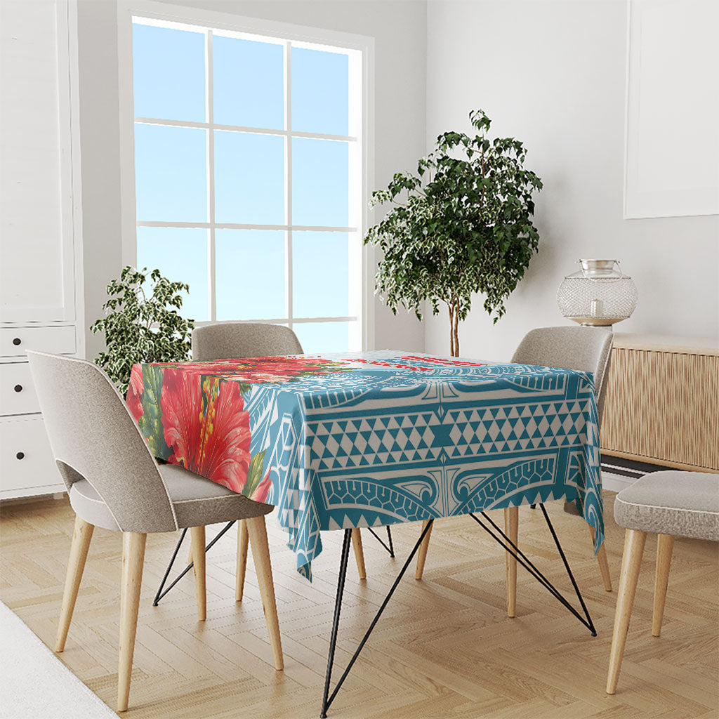 Personalized American Samoa Masefau Tablecloth Hibiscus Tropical Floral Whale Polynesian Tribal Pattern TS04 - Polynesian Pride