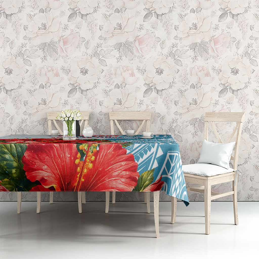 Personalized American Samoa Masefau Tablecloth Hibiscus Tropical Floral Whale Polynesian Tribal Pattern TS04 - Polynesian Pride