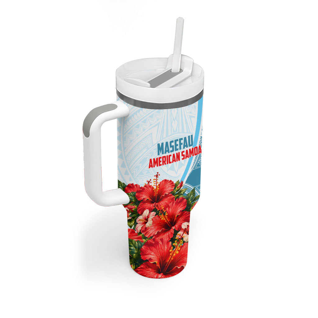 Personalized American Samoa Masefau Tumbler With Handle Hibiscus Tropical Floral Whale Polynesian Tribal Pattern TS04 - Polynesian Pride