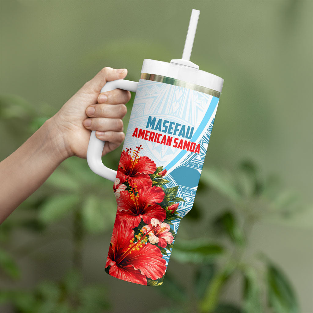 Personalized American Samoa Masefau Tumbler With Handle Hibiscus Tropical Floral Whale Polynesian Tribal Pattern TS04 - Polynesian Pride