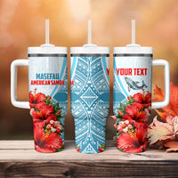 Personalized American Samoa Masefau Tumbler With Handle Hibiscus Tropical Floral Whale Polynesian Tribal Pattern TS04 - Polynesian Pride