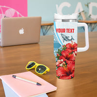 Personalized American Samoa Masefau Tumbler With Handle Hibiscus Tropical Floral Whale Polynesian Tribal Pattern TS04 - Polynesian Pride