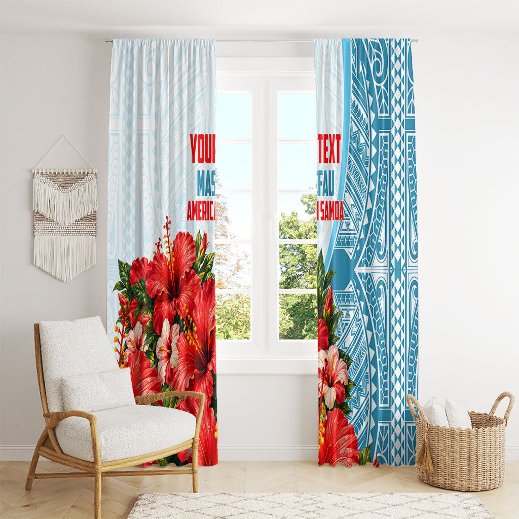 Personalized American Samoa Masefau Window Curtain Hibiscus Tropical Floral Whale Polynesian Tribal Pattern TS04 - Polynesian Pride
