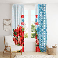 Personalized American Samoa Masefau Window Curtain Hibiscus Tropical Floral Whale Polynesian Tribal Pattern TS04 - Polynesian Pride