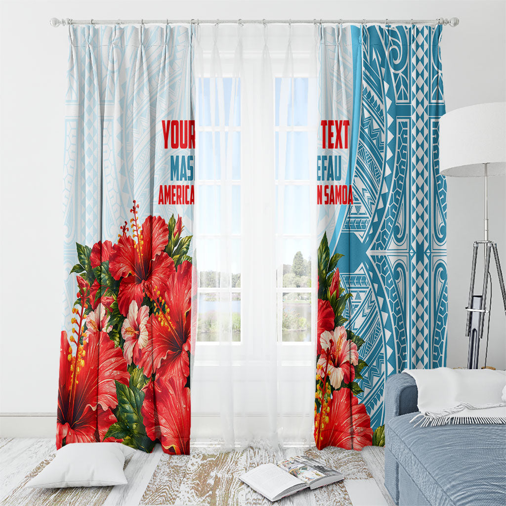 Personalized American Samoa Masefau Window Curtain Hibiscus Tropical Floral Whale Polynesian Tribal Pattern TS04 - Polynesian Pride