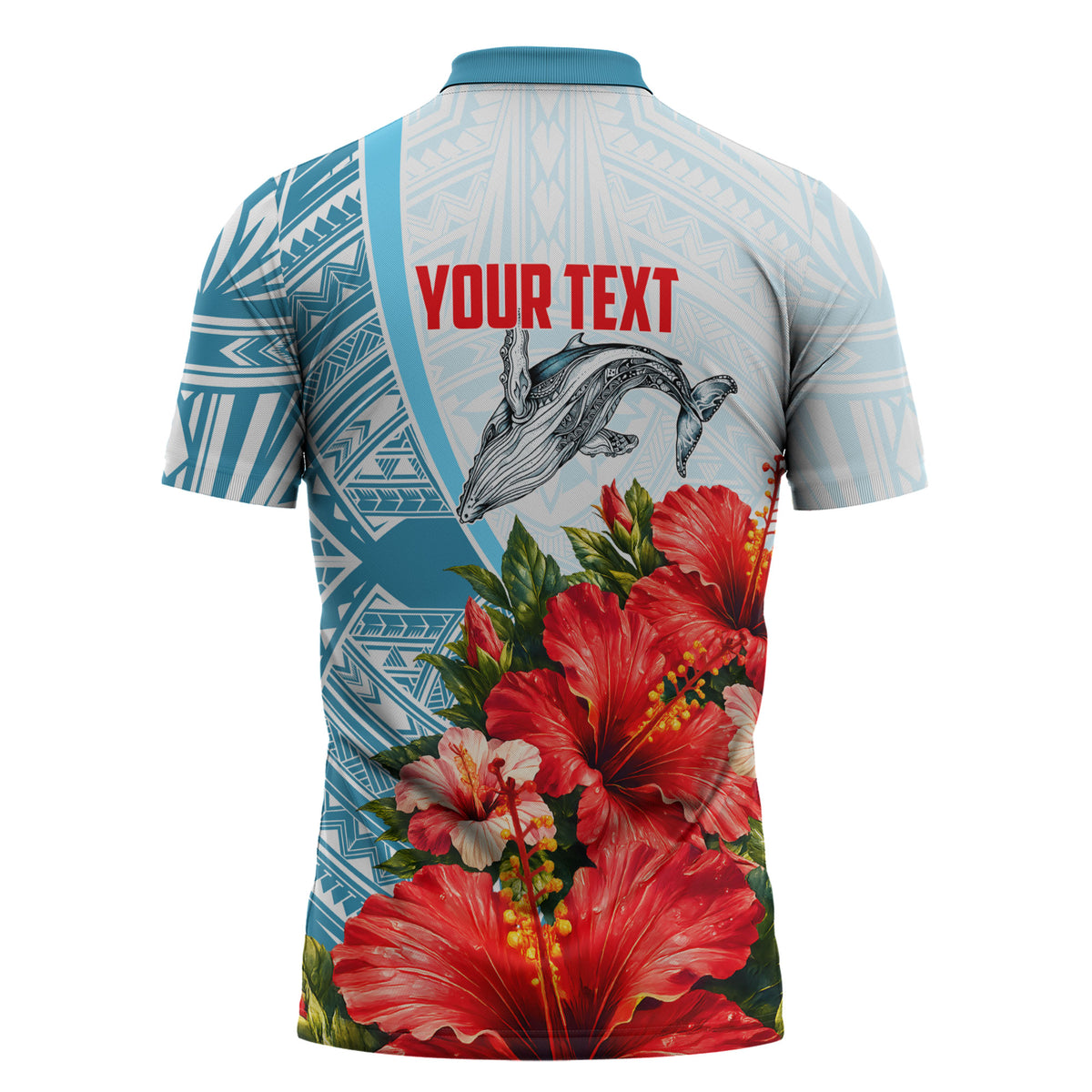 Personalized American Samoa Masefau Zipper Polo Shirt Hibiscus Tropical Floral Whale Polynesian Tribal Pattern TS04 - Polynesian Pride