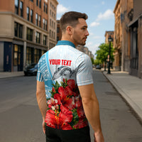Personalized American Samoa Masefau Zipper Polo Shirt Hibiscus Tropical Floral Whale Polynesian Tribal Pattern TS04 - Polynesian Pride