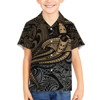 Polynesian Family Matching Tank Maxi Dress and Hawaiian Shirt Hammerhead Shark Tribal Pattern TS04 Son's Shirt Black Yellow - Polynesian Pride