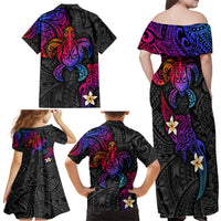 Turtle and Plumeria - Polynesian Family Matching Off Shoulder Maxi Dress and Hawaiian Shirt TS04 - Polynesian Pride