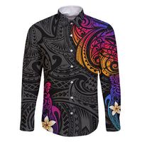 Turtle and Plumeria - Polynesian Family Matching Summer Maxi Dress and Hawaiian Shirt TS04 Dad's Shirt - Long Sleeve Gradient - Polynesian Pride