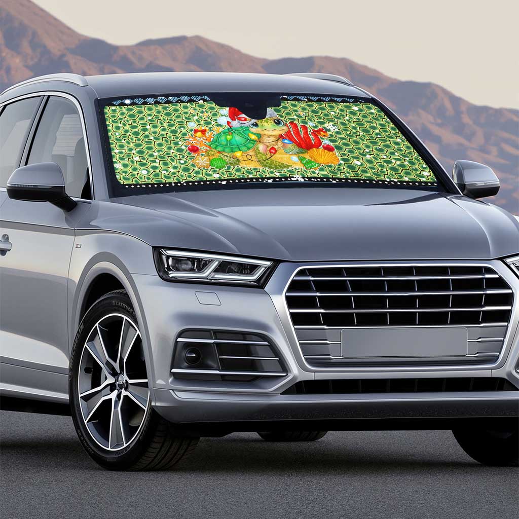Micronesia Christmas Auto Sun Shade with Santa Turtle Coral Reef and Holiday Ocean Pattern TS04 - Polynesian Pride