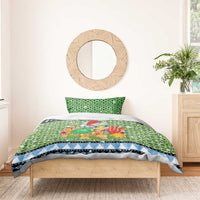 Micronesia Christmas Bedding Set with Santa Turtle Coral Reef and Holiday Ocean Pattern - Polynesian Pride