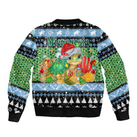Micronesia Christmas Bomber Jacket with Santa Turtle Coral Reef and Holiday Ocean Pattern TS04 - Polynesian Pride
