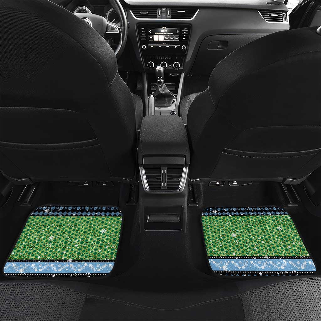 Micronesia Christmas Car Mats with Santa Turtle Coral Reef and Holiday Ocean Pattern - Polynesian Pride