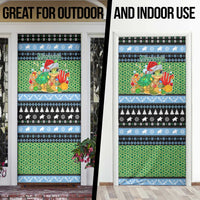Micronesia Christmas Door Cover with Santa Turtle Coral Reef and Holiday Ocean Pattern - Polynesian Pride