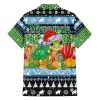 Micronesia Christmas Family Matching Long Sleeve Bodycon Dress and Hawaiian Shirt with Santa Turtle Coral Reef and Holiday Ocean Pattern TS04 - Polynesian Pride