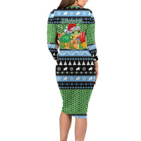 Micronesia Christmas Family Matching Long Sleeve Bodycon Dress and Hawaiian Shirt with Santa Turtle Coral Reef and Holiday Ocean Pattern TS04 - Polynesian Pride