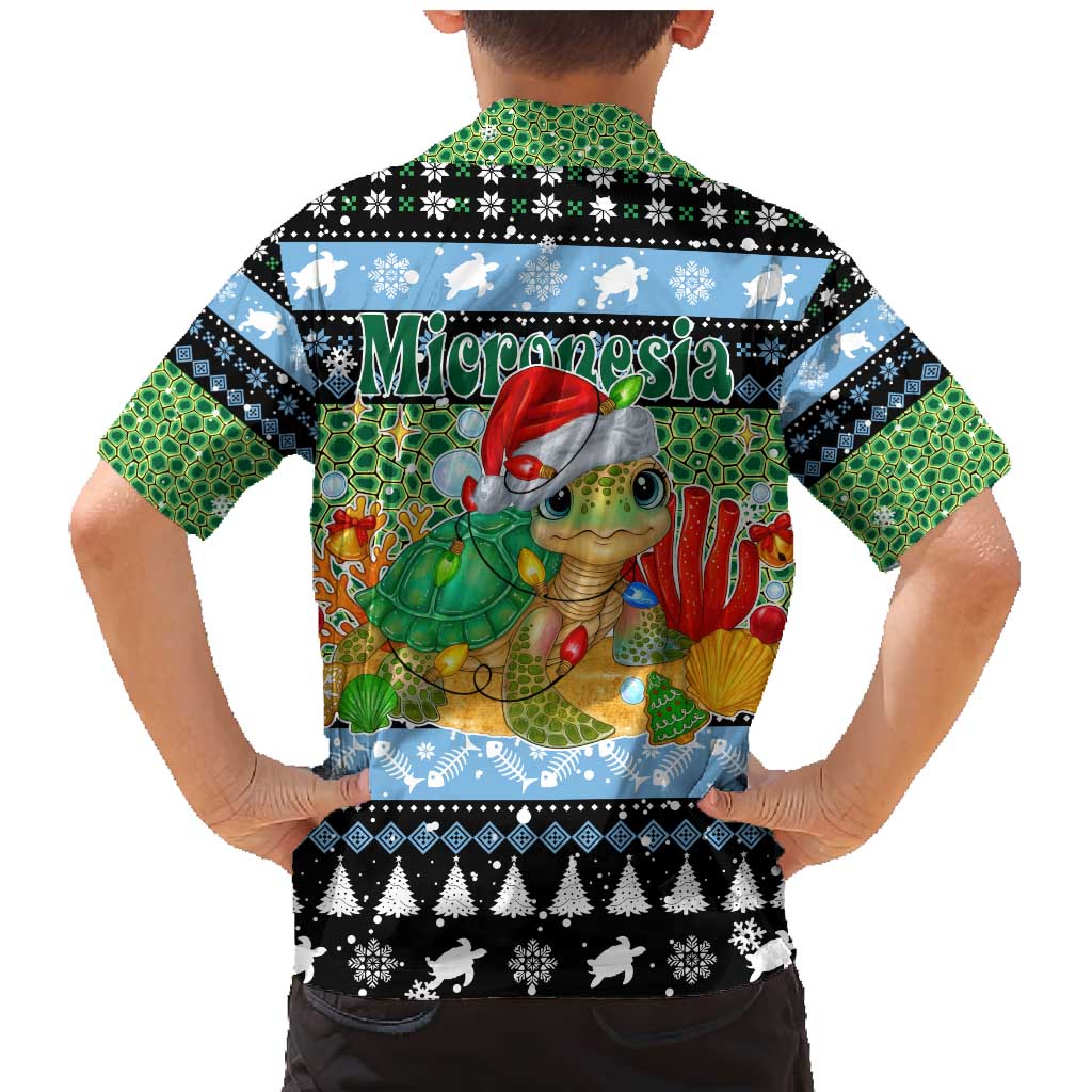 Micronesia Christmas Family Matching Mermaid Dress and Hawaiian Shirt with Santa Turtle Coral Reef and Holiday Ocean Pattern TS04 - Polynesian Pride