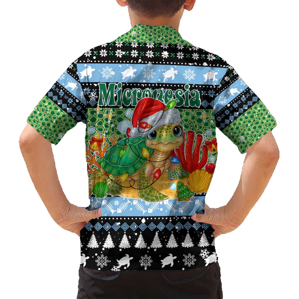 Micronesia Christmas Family Matching Off Shoulder Maxi Dress and Hawaiian Shirt with Santa Turtle Coral Reef and Holiday Ocean Pattern TS04 - Polynesian Pride