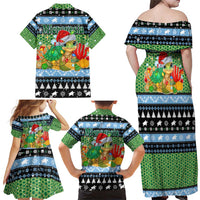 Micronesia Christmas Family Matching Off Shoulder Maxi Dress and Hawaiian Shirt with Santa Turtle Coral Reef and Holiday Ocean Pattern TS04 - Polynesian Pride