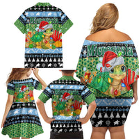 Micronesia Christmas Family Matching Off Shoulder Short Dress and Hawaiian Shirt with Santa Turtle Coral Reef and Holiday Ocean Pattern TS04 - Polynesian Pride
