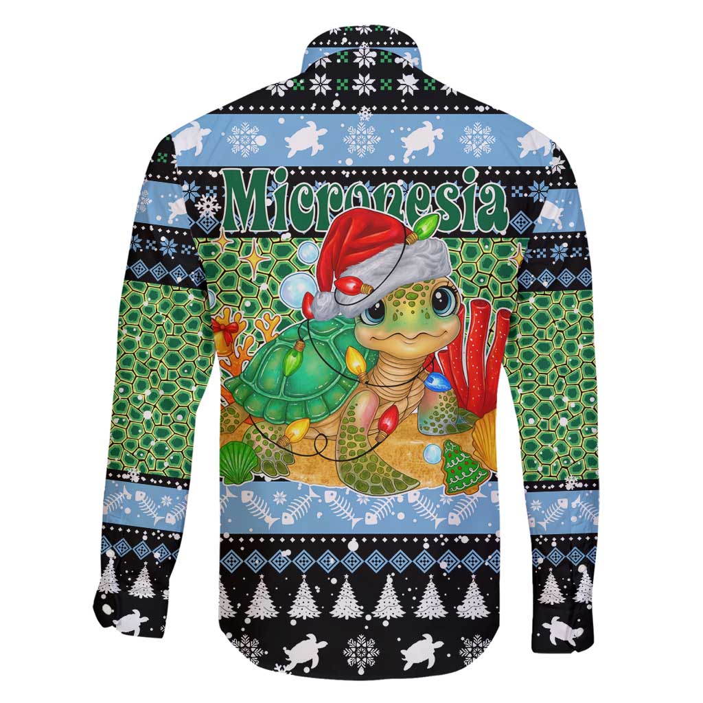 Micronesia Christmas Family Matching Off Shoulder Short Dress and Hawaiian Shirt with Santa Turtle Coral Reef and Holiday Ocean Pattern TS04 - Polynesian Pride