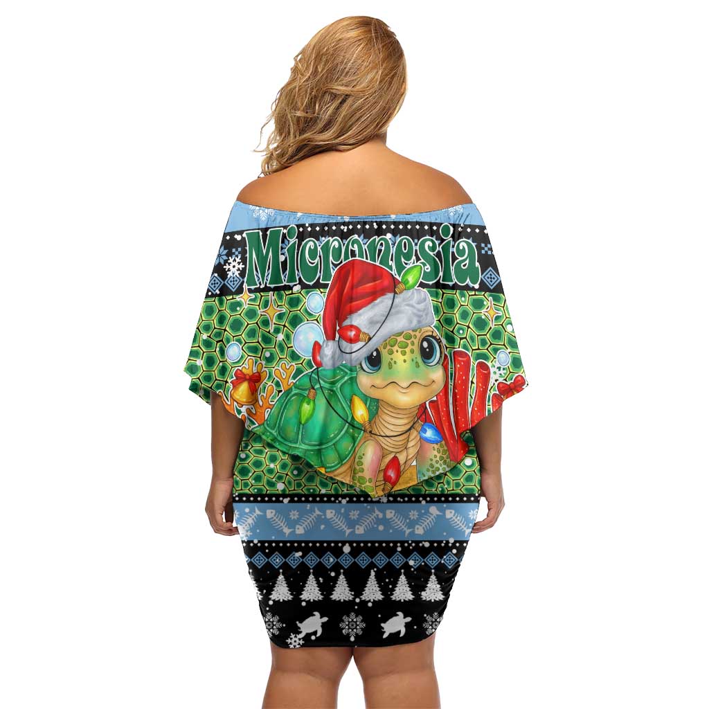 Micronesia Christmas Family Matching Off Shoulder Short Dress and Hawaiian Shirt with Santa Turtle Coral Reef and Holiday Ocean Pattern TS04 - Polynesian Pride