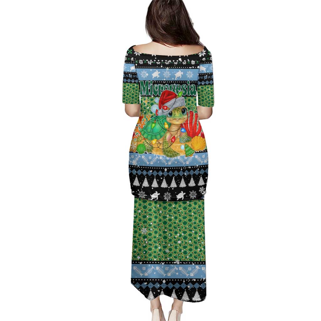 Micronesia Christmas Family Matching Puletasi and Hawaiian Shirt with Santa Turtle Coral Reef and Holiday Ocean Pattern TS04 - Polynesian Pride