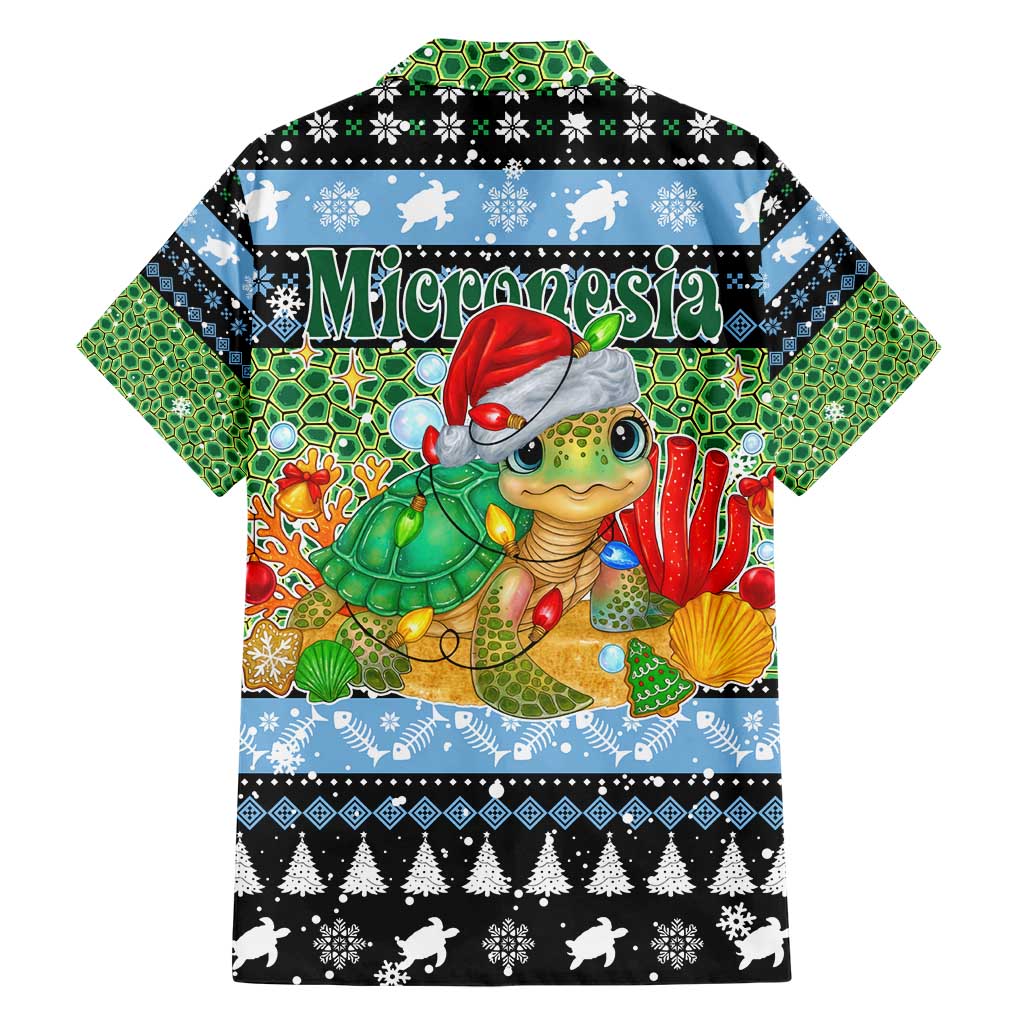 Micronesia Christmas Family Matching Short Sleeve Bodycon Dress and Hawaiian Shirt with Santa Turtle Coral Reef and Holiday Ocean Pattern TS04 - Polynesian Pride