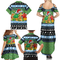 Micronesia Christmas Family Matching Summer Maxi Dress and Hawaiian Shirt with Santa Turtle Coral Reef and Holiday Ocean Pattern TS04 - Polynesian Pride