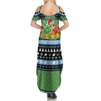 Micronesia Christmas Family Matching Summer Maxi Dress and Hawaiian Shirt with Santa Turtle Coral Reef and Holiday Ocean Pattern TS04 - Polynesian Pride