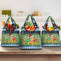 Micronesia Christmas Grocery Bag with Santa Turtle Coral Reef and Holiday Ocean Pattern - Polynesian Pride