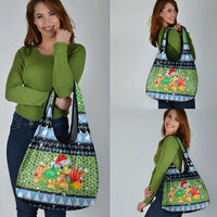 Micronesia Christmas Grocery Bag with Santa Turtle Coral Reef and Holiday Ocean Pattern - Polynesian Pride