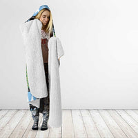 Micronesia Christmas Hooded Blanket with Santa Turtle Coral Reef and Holiday Ocean Pattern - Polynesian Pride