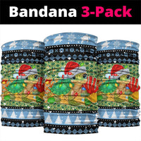 Micronesia Christmas Neck Gaiter with Santa Turtle Coral Reef and Holiday Ocean Pattern TS04 package One Size: 25*50cm Black Green - Polynesian Pride
