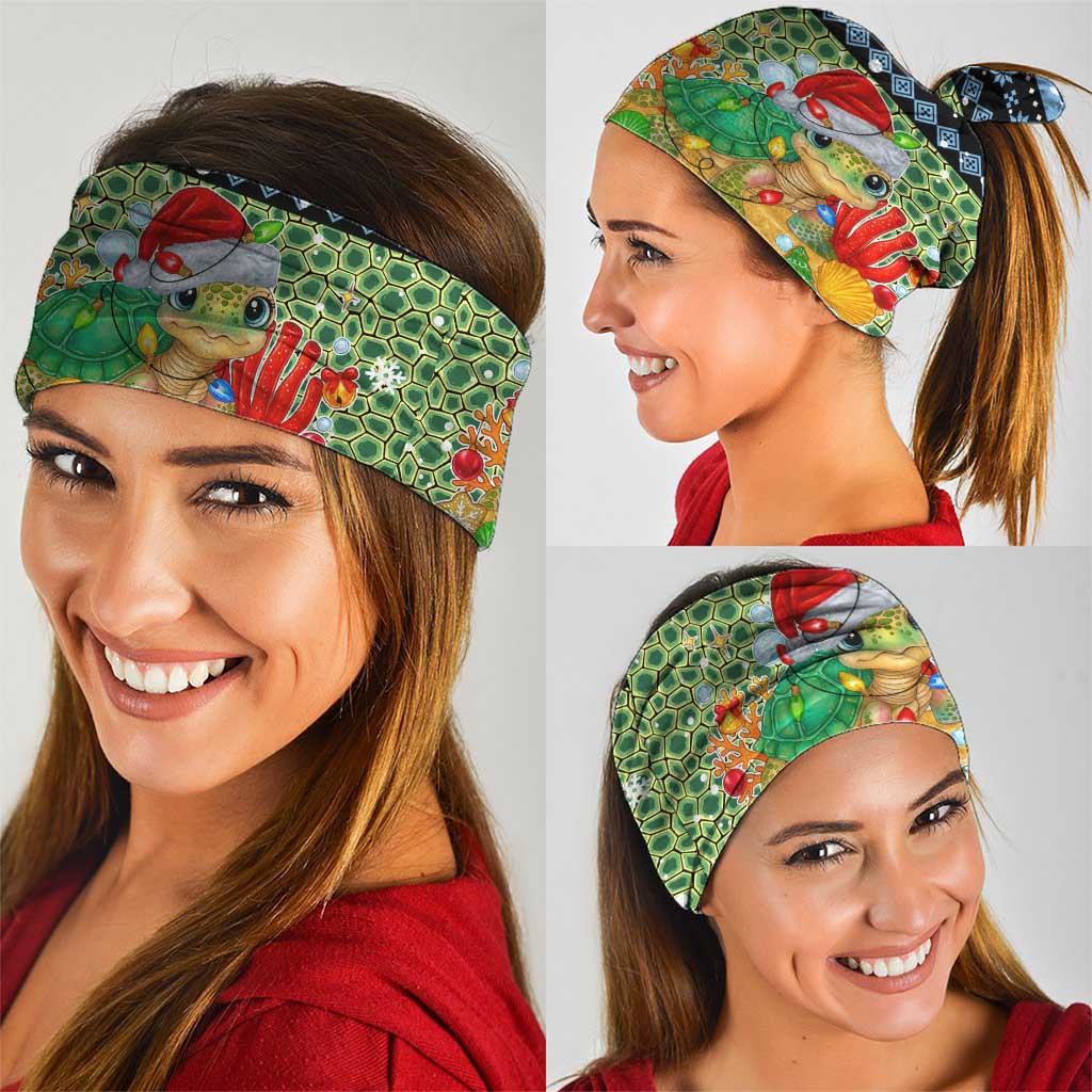 Micronesia Christmas Neck Gaiter with Santa Turtle Coral Reef and Holiday Ocean Pattern TS04 - Polynesian Pride
