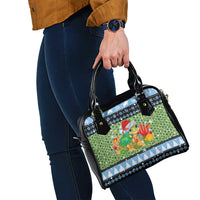 Micronesia Christmas Shoulder Handbag with Santa Turtle Coral Reef and Holiday Ocean Pattern - Polynesian Pride