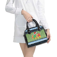 Micronesia Christmas Shoulder Handbag with Santa Turtle Coral Reef and Holiday Ocean Pattern - Polynesian Pride