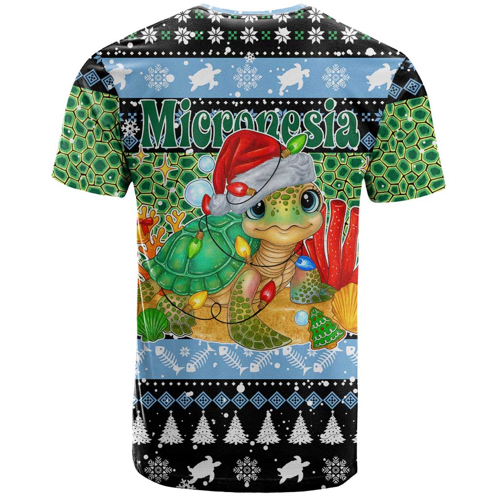 Micronesia Christmas T Shirt with Santa Turtle Coral Reef and Holiday Ocean Pattern TS04 - Polynesian Pride