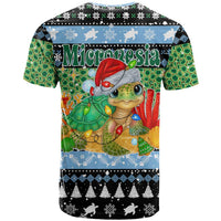 Micronesia Christmas T Shirt with Santa Turtle Coral Reef and Holiday Ocean Pattern TS04 - Polynesian Pride