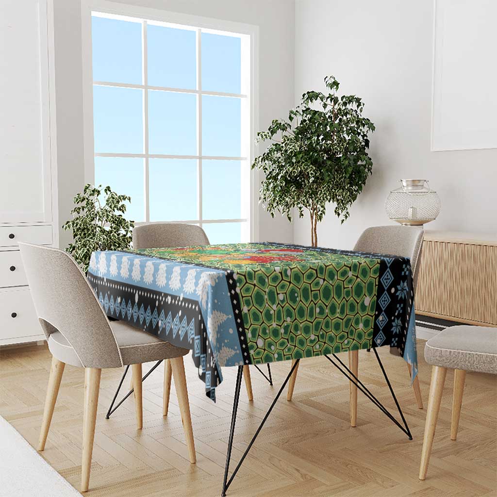 Micronesia Christmas Tablecloth with Santa Turtle Coral Reef and Holiday Ocean Pattern - Polynesian Pride