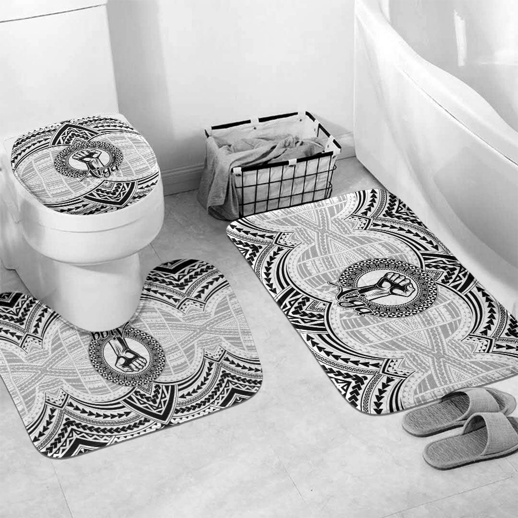 Aiga Samoa Raised Fist Bathroom Set Polynesian Tribal Tattoo Art Family Pride TS04 Mat Set Only (3 pcs) One Size White Black - Polynesian Pride